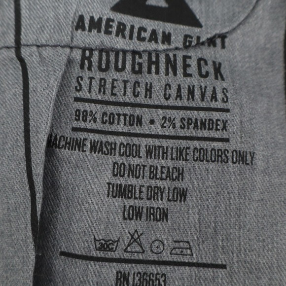 American Giant Roughneck Straight Jeans Mens 34x32 Charcoal Gray Canvas Mid Rise - Picture 4 of 7
